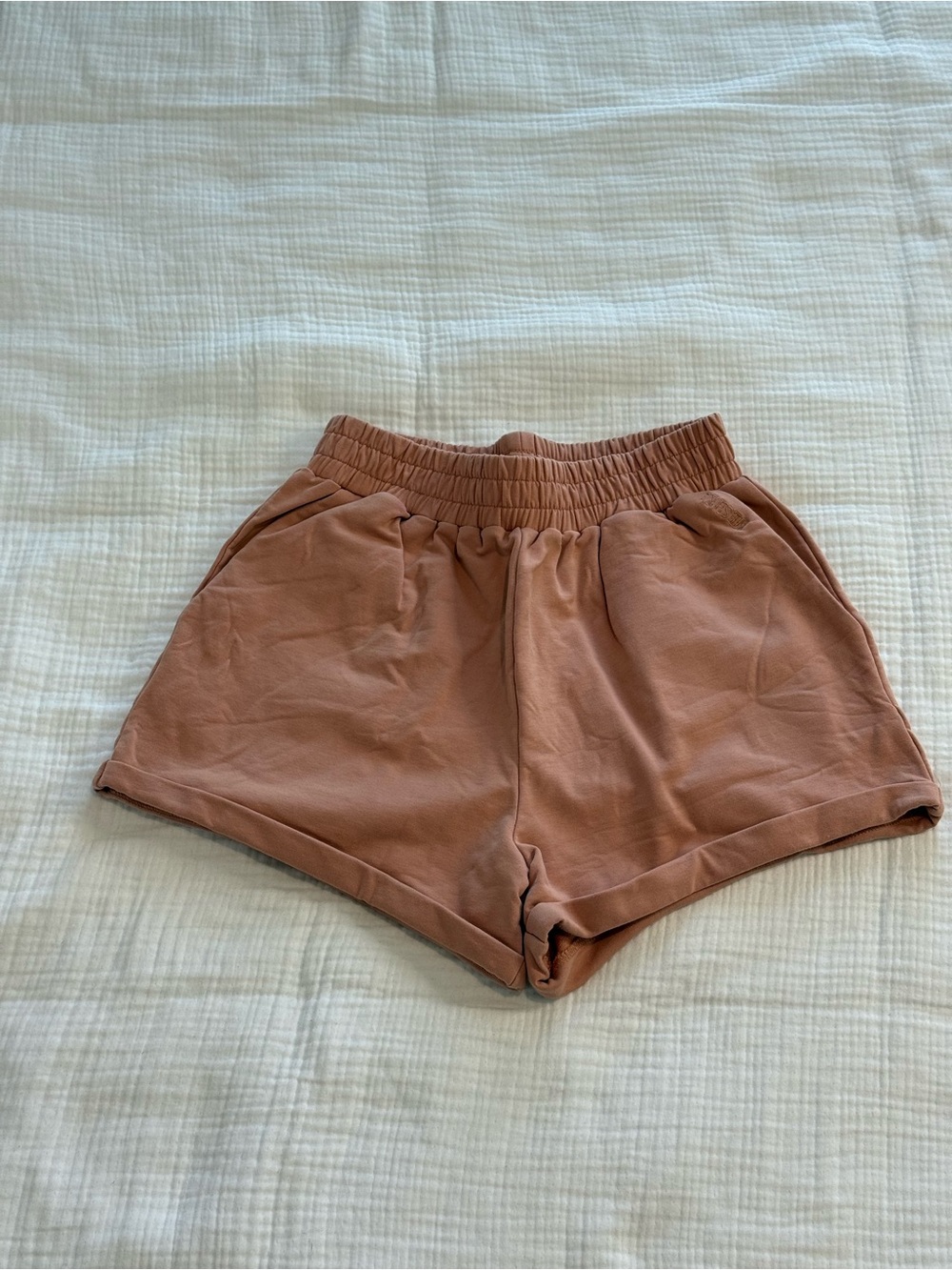 Meshki High-Waist Lounge Shorts in Dusty Rose Brown